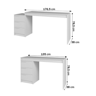 Mesa Escrivaninha 3 Gavetas Branco - Brv
