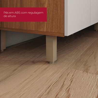 Bancada de Cozinha Kit Ilha Gourmet Requinte 3 Portas 2 Gavetas Ripado Nature/Areia - Henn