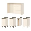 Bancada de Cozinha Kit Ilha Gourmet Connect 3 Portas Ripado Duna/Off White - Henn