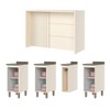 Bancada de Cozinha Kit Ilha Gourmet Connect 3 Portas Ripado Duna/Off White - Henn