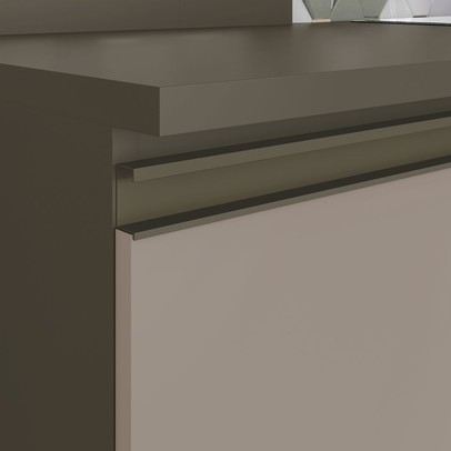 Bancada de Cozinha Kit Ilha Gourmet Connect 3 Portas Ripado Duna/Cristal - Henn