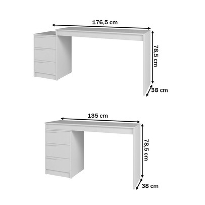 Mesa Escrivaninha Infantil 3 Gavetas Branco - Brv