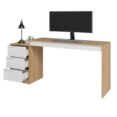 Mesa Escrivaninha Infantil 3 Gavetas Lamina Mel/Branco - Brv