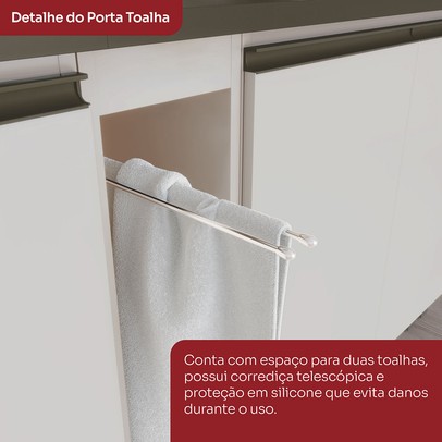 Bancada de Cozinha Kit Ilha Gourmet Condi Connect 2 Portas 3 Gavetas Ripado Duna/Off White - Henn