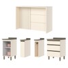 Bancada de Cozinha Kit Ilha Gourmet Condi Connect 2 Portas 3 Gavetas Ripado Duna/Off White - Henn