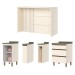 Bancada de Cozinha Kit Ilha Gourmet Condi Connect 2 Portas 3 Gavetas Ripado Duna/Off White - Henn