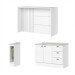 Bancada de Cozinha Kit Ilha Gourmet Americana 2 Portas 3 Gavetas Ripado Branco - Henn