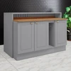 Bancada de Cozinha Kit Ilha Gourmet Americana 3 Portas Ripado Nature/Cinza - Henn