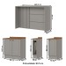 Bancada de Cozinha Kit Ilha Gourmet Americana 3 Portas Ripado Nature/Cinza - Henn