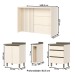 Bancada de Cozinha Kit Ilha Gourmet Connect 2 Portas 3 Gavetas Ripado Ce814 Duna/Off White - Henn