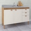 Balcão de Cozinha para Pia Viena 3 Portas 2 Gavetas Natura/Off White - Atualle Móveis