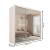 Guarda-Roupa Solteiro Moniz 3 Portas de Correr 4 Gavetas Espelhado Branco - Panorama Móveis