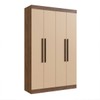 Guarda-Roupa Solteiro New Recife 4 Portas 2 Gavetas Off White/Nogueira - Doripel