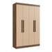 Guarda-Roupa Solteiro New Recife 4 Portas 2 Gavetas Off White/Nogueira - Doripel