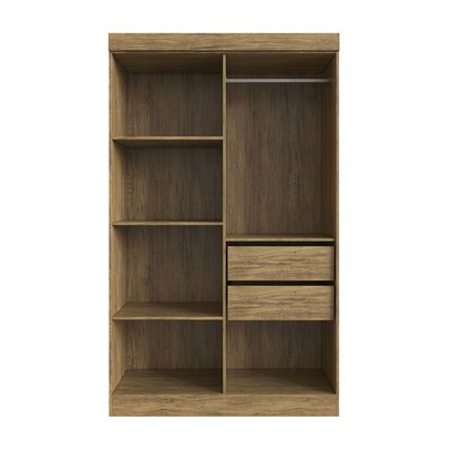 Guarda-Roupa Solteiro New Recife 4 Portas 2 Gavetas Off White/Nogueira - Doripel