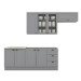 Cozinha Completa Americana 8 Portas 3 Gavetas com Vidro 100% Mdf  Cinza - Henn