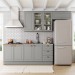 Cozinha Completa Americana 8 Portas 3 Gavetas com Vidro 100% Mdf  Cinza - Henn