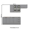 Cozinha Completa Americana 8 Portas 3 Gavetas com Vidro 100% Mdf  Cinza - Henn