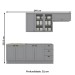 Cozinha Completa Americana 8 Portas 3 Gavetas com Vidro 100% Mdf  Cinza - Henn