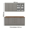Cozinha Completa Americana 9 Portas 3 Gavetas com Vidro 100% Mdf Cinza - Henn