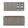 Cozinha Completa Americana 9 Portas 3 Gavetas com Vidro 100% Mdf Cinza - Henn