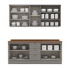 Cozinha Completa Americana 9 Portas 3 Gavetas com Vidro 100% Mdf Cinza - Henn
