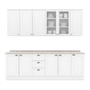 Cozinha Completa Americana 11 Portas 3 Gavetas com Vidro 100% Mdf Branco - Henn
