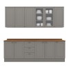 Cozinha Completa Americana 11 Portas 3 Gavetas com Vidro 100% Mdf Cinza - Henn