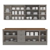 Cozinha Completa Americana 11 Portas 3 Gavetas com Vidro 100% Mdf Cinza - Henn
