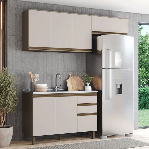 Cozinha Compacta Connect 7 Portas 2 Gavetas 100% Mdf Duna/Cristal - Henn