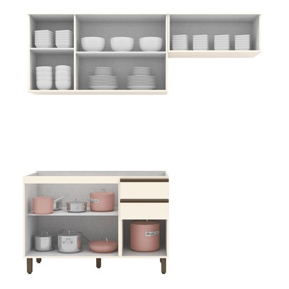 Cozinha Compacta Connect 7 Portas 2 Gavetas 100% Mdf Off White - Henn