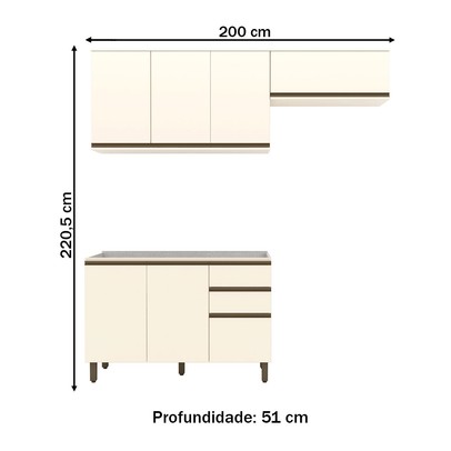 Cozinha Compacta Connect 7 Portas 2 Gavetas 100% Mdf Off White - Henn