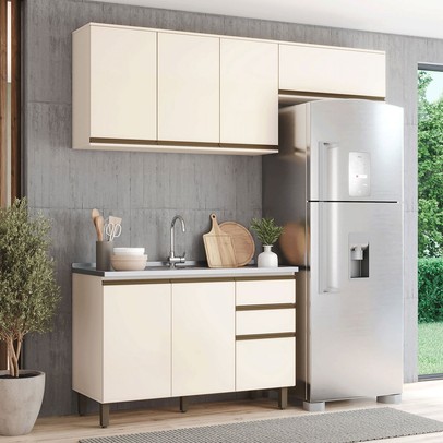 Cozinha Compacta Connect 7 Portas 2 Gavetas 100% Mdf Off White - Henn