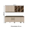 Cozinha Compacta Reflecta 12 Portas 2 Gavetas com Vidro 100% Mdf Duna/Cristal - Henn