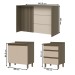 Bancada de Cozinha Kit Ilha Gourmet Connect 2 Portas 3 Gavetas Ripado Duna/Cristal - Henn