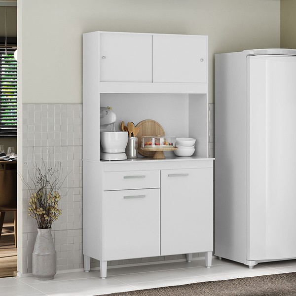 Cozinha Compacta Ceara 4 Portas 1 Gaveta Branco - Atualle Móveis