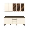 Cozinha Compacta Reflecta 10 Portas 2 Gavetas com Vidro 100% Mdf Off White - Henn