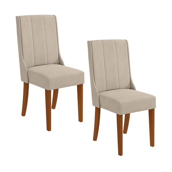 Cadeiras Kit 2 Cadeiras Celina Frassino/Veludo Naturale Creme - Móveis Lopas