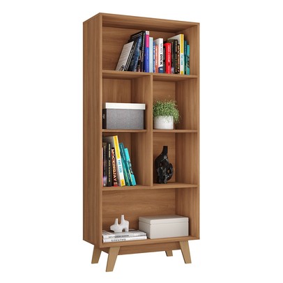 Estante para Livros 1 Porta 4 Nichos Nogal - Hecol Móveis