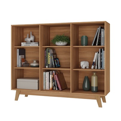 Estante para Livros 9 Nichos Nogal - Hecol Móveis
