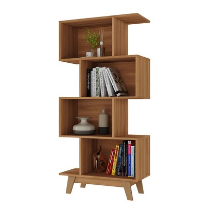 Estante para Livros 4 Nichos Nogal - Hecol Móveis