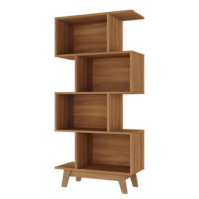 Estante para Livros 4 Nichos Nogal - Hecol Móveis