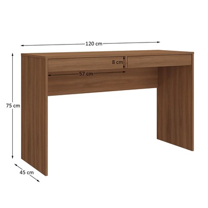 Mesa Escrivaninha 2 Gavetas Nogal Ho-2932 - Hecol Móveis