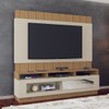Estante para TV Até 65 Polegadas Toronto 1 Porta Ripado 3d com Espelho Canelato/Natura/Off White - Atualle Móveis