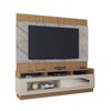 Estante para TV Até 65 Polegadas Toronto 1 Porta Ripado 3d com Espelho Canelato/Gratino/Off White - Atualle Móveis