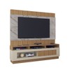 Estante para TV Até 65 Polegadas Toronto 1 Porta Ripado 3d com Espelho Canelato/Gratino/Off White - Atualle Móveis