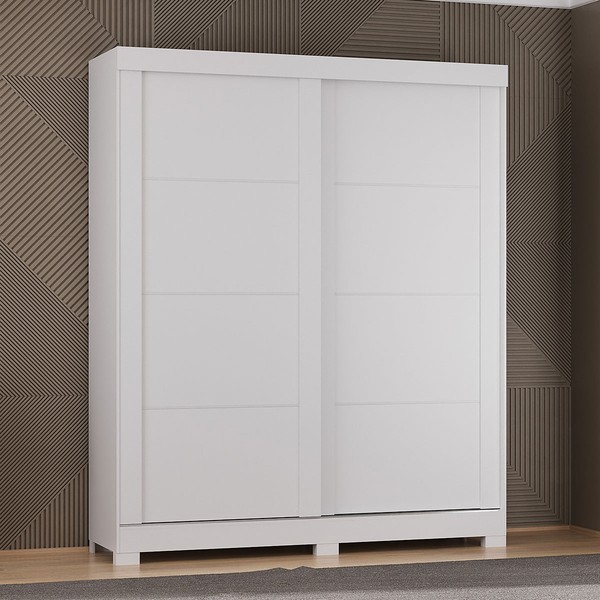 Guarda-Roupa Solteiro Montana 2 Portas 2 Gavetas Branco Brilho - Atualle Móveis