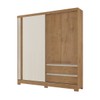 Guarda-Roupa Solteiro Condor 3 Portas 2 Gavetas Ripado 3d Flex Canelato/Natura/Off White - Atualle Móveis