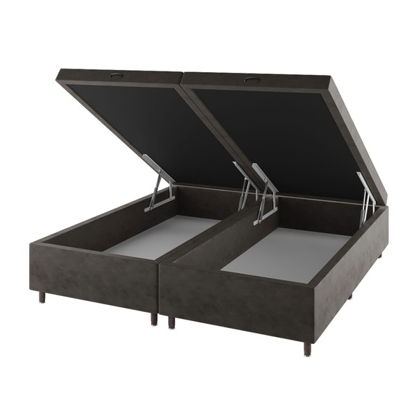 Base de Cama Box King Sonata com Baú Veludo Capuccino - Vian