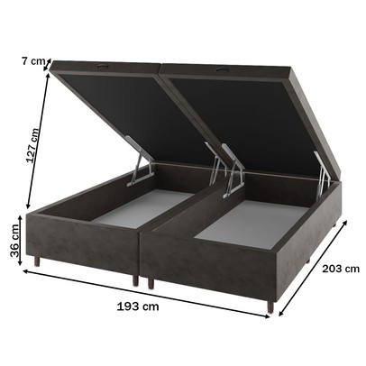 Base de Cama Box King Sonata com Baú Veludo Capuccino - Vian